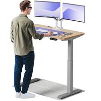 Kompiuterio stalas reguliuojamo aukščio Desktronic HomeOne, 120 cm x 60 cm, 72 - 122 cm, pilka sp./bamboo sp.