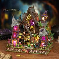 Strange Castle 3D Wooden Puzzle - DIY Miniature House Bookend, Unique Gift for Craft Lovers & Home Decoration