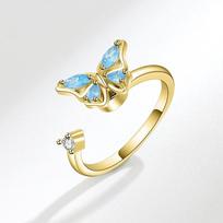 Adjustable Flower & Butterfly Rotation Anti Anxiety Relaxing Ring For Women Stress Relief Aesthetic Wedding Fashion Jewelry Gift resizable