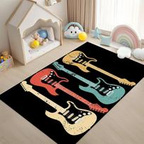 Guitar Close-Up 3D Pattern Carpet Music Theme Non-Slip Soft Mat for Living Room Bedroom Home Decor 40cm x 60cm