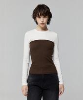 Lady Volume Layered Tube Top Slim T-Shirt_Brown Brown/M
