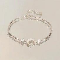 Fashion White Moonstone Natural Stone Beaded Moon Bracelet for Women Butterfly Wedding Bracelet Bohemian Jewelry Adjustable Gift