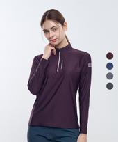 Extra Sporty Daily Woman Women'S Slim Line Zip-Up Long Sleeve T-Shirt 4 Colors Gray/100