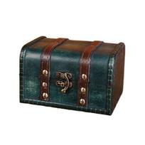 Antique Jewelry Organizer Box With Buckle Lock Storage Box Vintage Retro Treasure Chest  Props Green-A