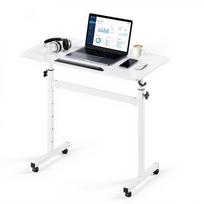 Standing Desk, Adjustable Height Mobile Stand Up Desk 360° Tilting Desktop, 810 x 410 mm Small Computer Sit Stand Rolling Workstation w/ Hook,