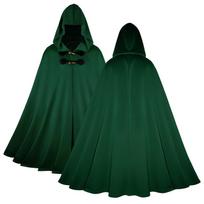 Unisex Velvet Hooded Cloak Costume for Halloween Role Play Outfit L armijos žalia spalva