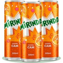 Mirinda Huong Cam Apelsinų skonio gazuotas nealkoholinis gėrimas (Pakuotėje 3 vnt) 320 ml skardinė iš COUGAR, Gaivinanti gazuota citrusinių vaisių soda, Saldus ir rūgštus putojantis gėrimas green