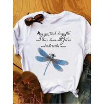 T Clothing Watercolor Dragonfly New Cute Summer Clothes Ladies Print Fashion Tshirts Short Sleeve Womens Female Graphic Tee S
