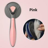 New Custom Cute Pet Hair Remover Automatic Telescopic Comb Brushes Cat Dog Grooming Clean Button Self Cleaning Pet Slicker Brush (Pink,19.3cm*7.7cm) rožinė