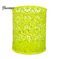 Rust Resistant Pen Cup Holder, Large Capacity Hollow Flower Design Cup, High Temperature Paint Finish Holder Iron Stationery for Pens Scissors Makeup žalia