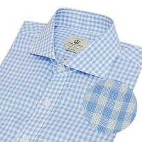 Thomas Bailey Linen Gingham Check Wide Collar Slim Fit Shirt Blue 1Ththc1Msu145 Other Colors/100