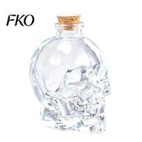 Smooth Pour Liquor Bottle Skull Whiskey Decanter, 3D Glass with Stopper, Novelty Industrial Style Barware Wine Dispenser for Home Bar, Unique 120ML