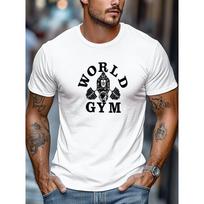 Vyriški marškinėliai, patogūs ir universalūs, paprasti ir švarūs, Vyriški World Gym Gorilos grafikos vasariniai kasdieniai marškinėliai trumpomis rankovėmis su apvalia apykakle M juoda