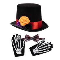Halloween Costume Accessories Set with Hat, Tie, Gloves and Socks for Adults Kids One Size