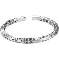 Möbius Strip Totem Bracelet Silver-Plated Solid Open Bracelet Vintage Handmade Bohemian Style Bracelet
