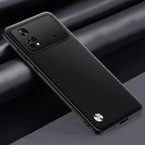 Prabangus PU odos dėklas Xiaomi Poco X4 Pro 5G galiniam dangteliui Silikoninis smūgiams atsparus pilnos apsaugos telefono dėklas PocoX4 Pro X4Pro For Poco X4 Pro 5G matinė juoda spalva