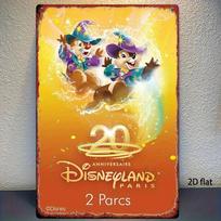 1pc Disney Official 20th Anniversary Metal Sign - Disneyland Paris Vintage Collectible Wall Decor with Magical Characters, Heavy 20x30cm（7.8x11.8inch）