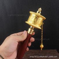 Esoteric Buddhist Ritual Instrument Guanyin Mantra Tibetan Handheld Prayer Wheel Double Bearing Sil