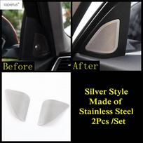 Car Pillar A Speaker Tweeter Audio Sound Frame Decoration Cover Trim For BMW 3 Series F30 320i 2013 - 2018 Accessories Interior Silver Style