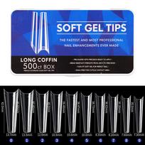550 Pcs Press on Full Cover Nail Tips Kit Medium Almond False Nails Clear Soft Gel 06