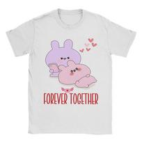 Funny Pink and Blue Cutest Love Couple Together Tshirts Men Cotton Short Sleeve Asamimichaan Cute Asamimi O-neck Summer Clothes S