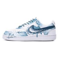 Nike Court Vision 1 Blue Enzyme Experiment Slip Resistant Abrasion Resistant Low top Skateboard Shoes Unisex Blue White DH2987-101(team488-) 43