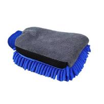 1Pc Chenille Car Wash Mitt Thick Plush Double-Sided Microfiber Glove for Scratch-Free Cleaning Waterproof Hand Pad for Auto Detailing mėlyna
