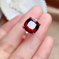 Wosikate Vintage Geometric Shape 10*10Mm Garnet Red Ruby Rose Gold Plated Wedding Ring For Women Copper Jewelry Finger Ring Open resizable