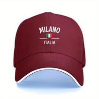 Milan Italian Baseball Cap  Adjustable Quick Buckle Lightweight NonStretch Fabric Black and White Block Design with Adjustable