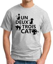 UN DEUX TROIS CAT T-SHIRT > Funny Slogan Novelty Geek Nerd French Cats Gift Top 5 S