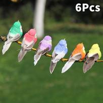 6Pcs Handmade Colorful Artificial Simulation Birds With Real Feather Details Lifelike Look For Garden Yard Tree Patio Home Decor