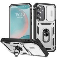 Case for Samsung Galaxy S24 S23 S22 FE Ultra Plus A55 A35 A15 4G 5G Slider Camera Protect 360 Full Protection Bracket Cover Samsung F12 balta