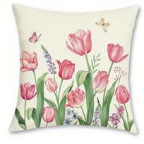 Romantic Tulip Love Pillow CoversLiving room sofa cushion cover, soft and comfortable, bedroom room decoration 40x40cm