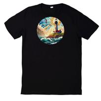 T-Shirt Buntes Buntglas Leuchtturm Motiv Baumwolle XS
