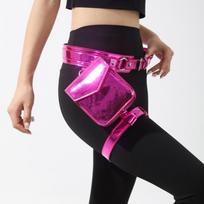 Leg Ring Glossy Fanny Pack Goth Motorcycle Waistpack Creative Metallic Waist Belt Pouch  Outdoor rožinė raudona spalva