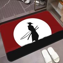 Iliustruoto stiliaus samurajų durų kilimėlis Ninja samurajus Mėnulio raštas Įėjimo kilimas Minkštas neslystantis Sveikinimo kilimas Azijietiško stiliaus dekorui 40x60cm