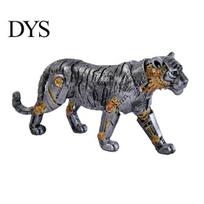 Heavy Duty Resin Art Piece Steampunk Mechanical Beast Figurine, Vintage Gear Tiger Lion Gorilla Dinosaur Style Metal Look Figurine Statue, Industrial A