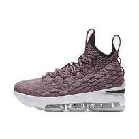 Nike Lebron 15 Wine Red Slip Resistant Cushioning Mid top Basketball Shoes Red White Unisex 922811-201 36 raudona