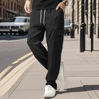 Men's Straight Fit Joggers Sweatpants Loose Oversized Drawstring Long Pants Sports Streetwear Multi-pocket Casual Trousers S juoda