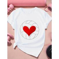 volleyball with red heart Women's Plus Size Sports Short Sleeve T-Shirt S balta