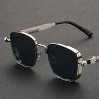 2026 New Retro Square Metallic Steampunk Sunglasses UV Protection Unisex Fashion Shades auksas