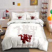Manchester United Bedding Set Bedding Duvet Cover Set Duvet Cover Pillowcases  (1 * Duvet Cover 2 * Pillowcases, without duvet insert) 155x200cm white