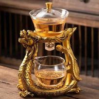 BOZZH Creative Dragon Stiklinis arbatinukas Magnetinio nukreipimo besisukantis dangtelis dubuo vandens arbatos puodelis Pu'er Oolong gėrimų indai Dropshipping arbata auksas