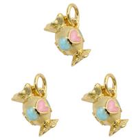 Pack of 3 Enamel Ice Cream Popsicle Charms SturdyGold Plated Jewelry for Women Heart Mushroom Necklace Pendants 597
