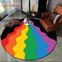Vaivorykštės chromatinės spalvų iliuzijos apvalus kilimas, kilimas svetainei, miegamajam, sofai, žaidimų kambariui dekoruoti, neslystantis kilimėlis vaikams Diameter 60cm(23in)