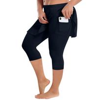 Women's Fashionable Casual Plus Size Athletic Leggings With High Waist And Butt-Lifting Effect Three Quarter Length Base Layer Skirt Pants XXXXXL tamsiai mėlyna