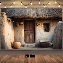 Rustic Adobe Cottage Backdrop Vintage Old Mud House Scene Background for Portrait Photography 47.2x31.5inch/120*80cm