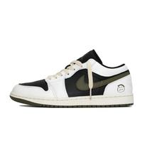 Jordan Air Jordan 1 Black Green Olive, Small Barb 5.0 Leather Abrasion Resistant Breathable Low top 553558-092(Team811-) 36