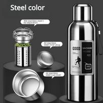 800-2000ML 316 nerūdijančio plieno termosas Didelės talpos lauko vandens butelis su dangteliu ir pakėlimo virvele Termo puodelis 1000ML gray