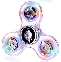 Krištolinis šviečiantis LED šviesos Fidget Spinner rankinis suktukas šviečia tamsoje EDC streso malšinimo žaislai kinetinis giroskopas vaikams balta